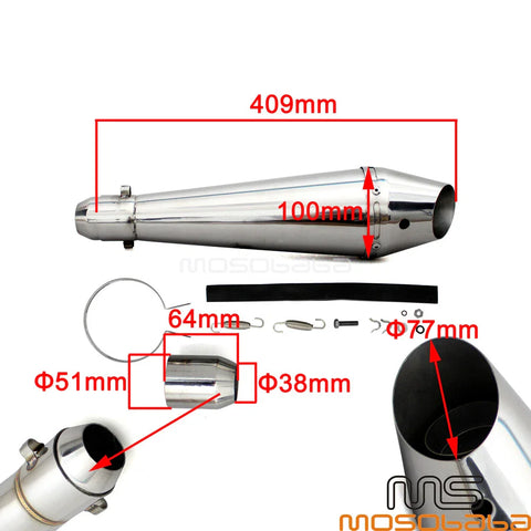 Honda Suzuki 125cc-1000cc 38-51mm GP Muffler Exhaust w/DB Killer