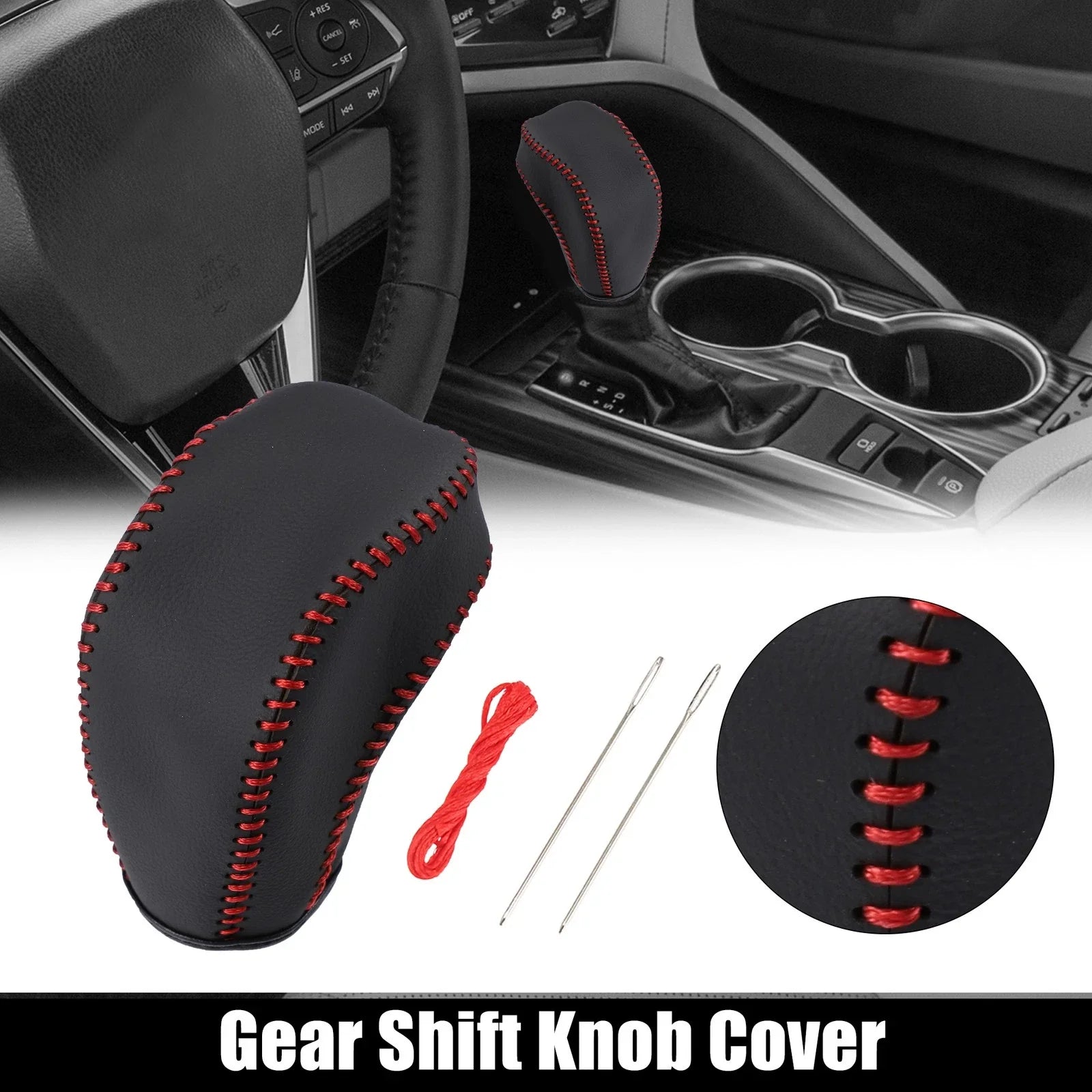 Black Faux Leather Gear Shift Knob Cover for Toyota Highlander (2014-2023)