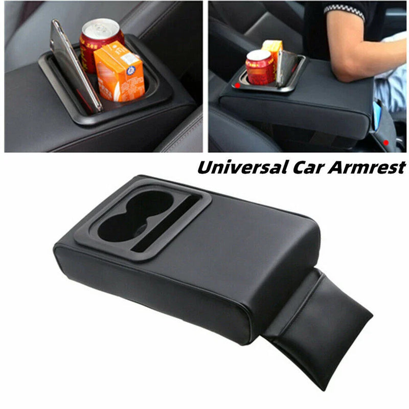 Car - Black PU Leather Armrest Center Console Box (AU)