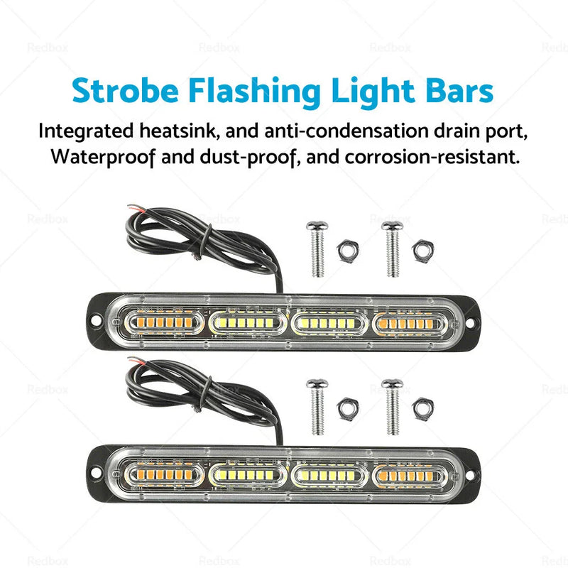 Truck Beacon Light 48 LED Amber Strobe Flashing Grille Lightbar