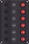 Marine / Caravan IP65 Splashproof Switch Panel LED 6 Gang with Circuit Breakers