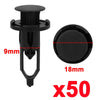 Toyota 50 Pcs 18mm Head 9mm Hole Black Rivet Fastener Fender Bumper Clip
