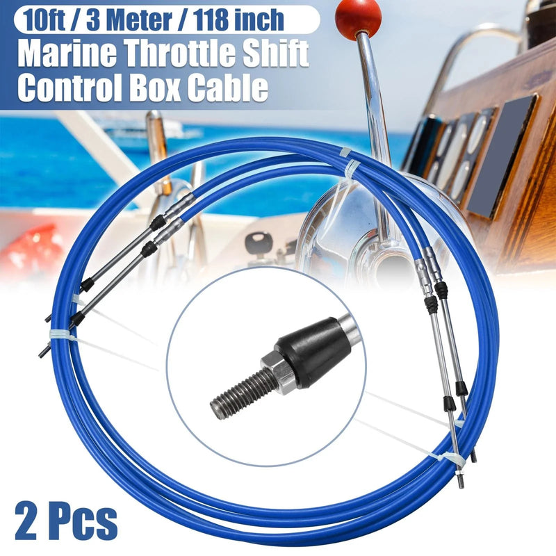 Yamaha Blue 2 x 10ft 118in Marine Type Shift Remote Control Box Cable