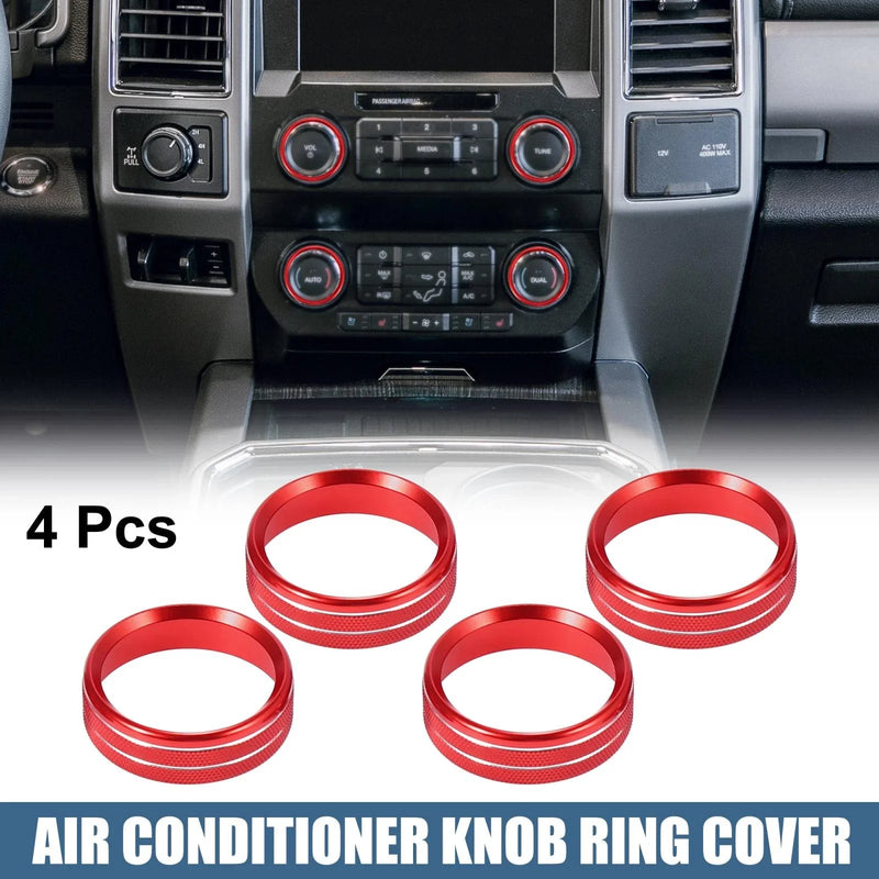Ford F150 XLT (2015-2019) Red 4 x Air Conditioner Knob Ring Covers