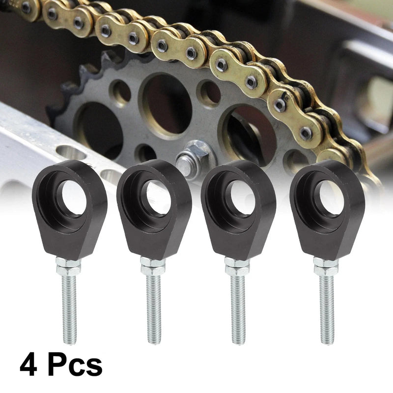 4pcs 15mm Dia Hole Black Universal Motorcycle Chain Axle Adjuster Tensioner