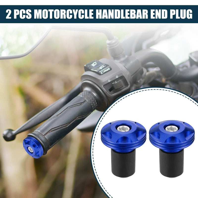 Motorcycle End Plugs 18-20mm 32mm OD Aluminum Alloy Blue 2 x