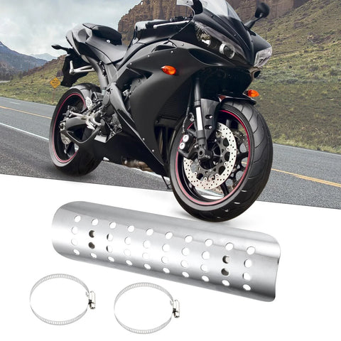 Harley with Hole Silver Tone Exhaust Heat Shield Pipe Shield
