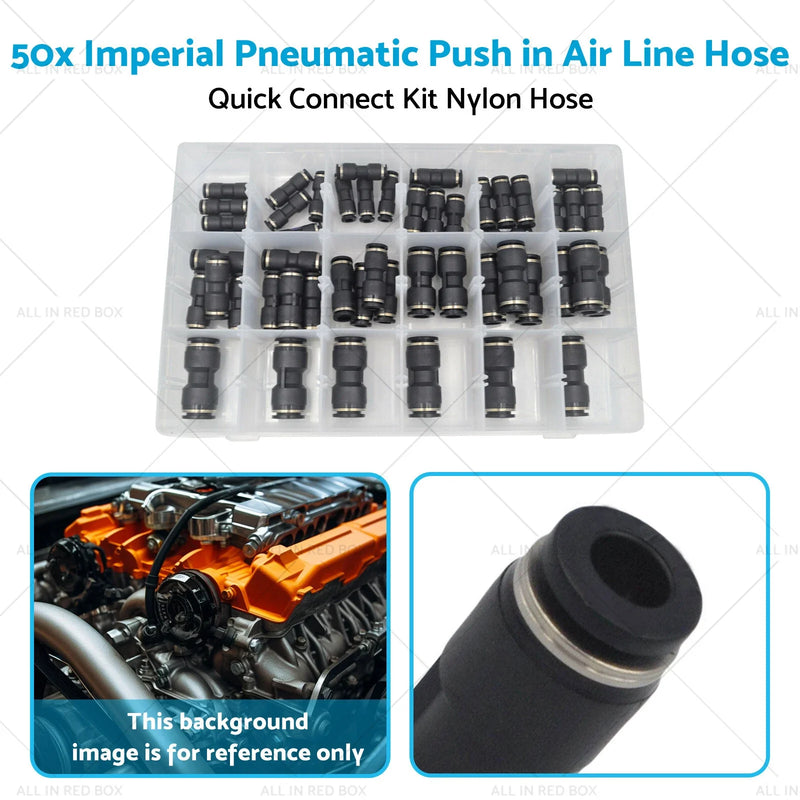 Imperial Hose 50x Pneumatic Push-in Air Line Quick Connect Kit