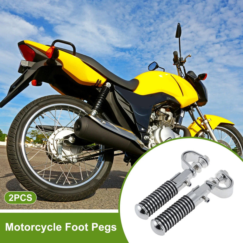 Motorcycle FootPegs 4.9" Rear Footrest Rubber Metal Silver Tone 2 x