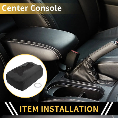 Chevrolet Microfiber Leather With Zipper Black Console Lid Armrest Cover