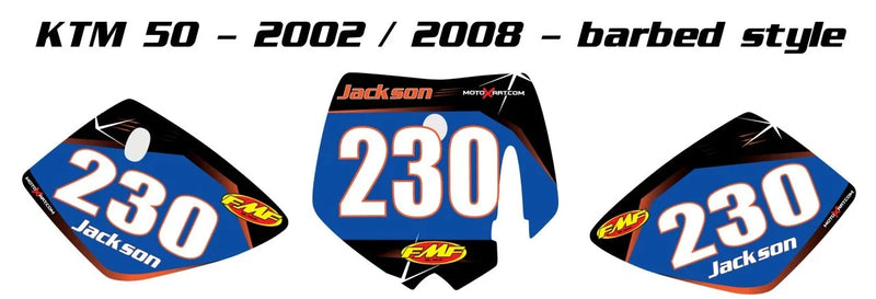 KTM 50 Custom Number Plate Graphics Decals 2002-2008
