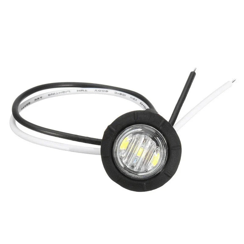 Truck Trailer Caravan 4 x Round Side Marker Mini White Light 3-LED Lamp