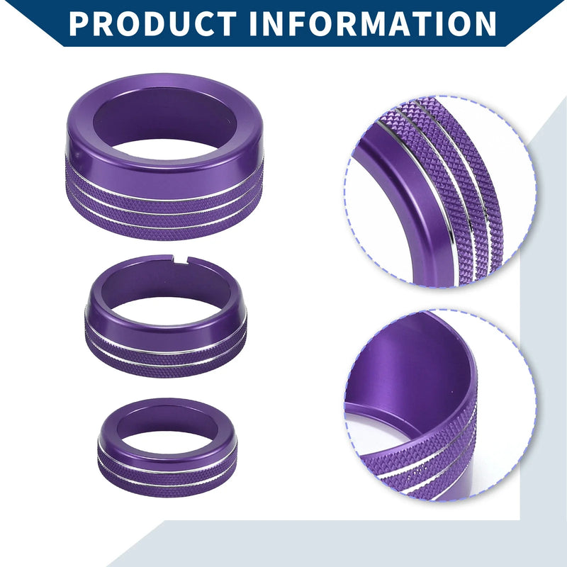 Dodge RAM (2013-2017) Purple 5 Pcs AC Gear Shift Headlight Media Knob Cover