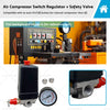 4 Port Air Compressor Pressure Switch Manifold Regulator + Safety Valve 175psi
