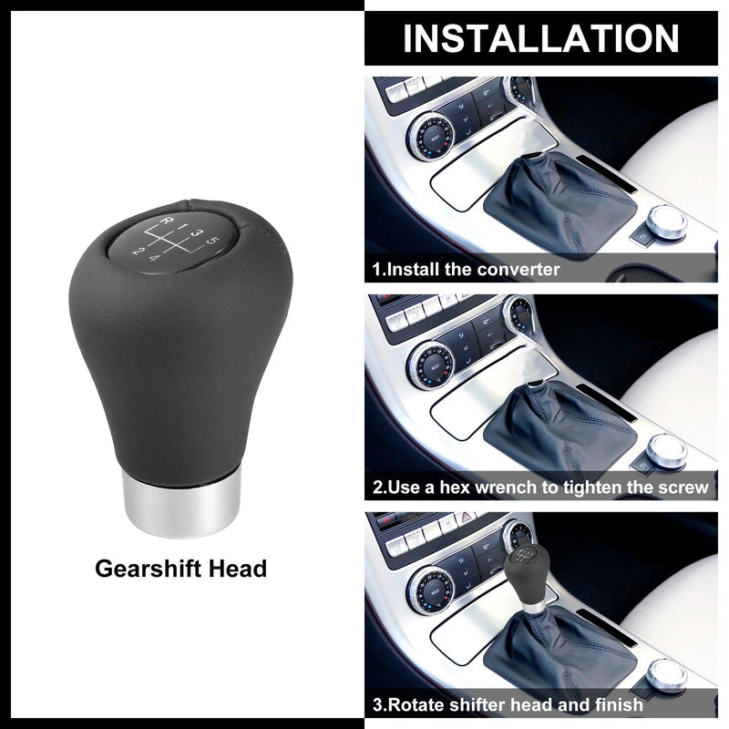 BMW 1 / 3 / 5 / 6 Series - Black / Silver Tone 5-Speed Gear Shift Knob