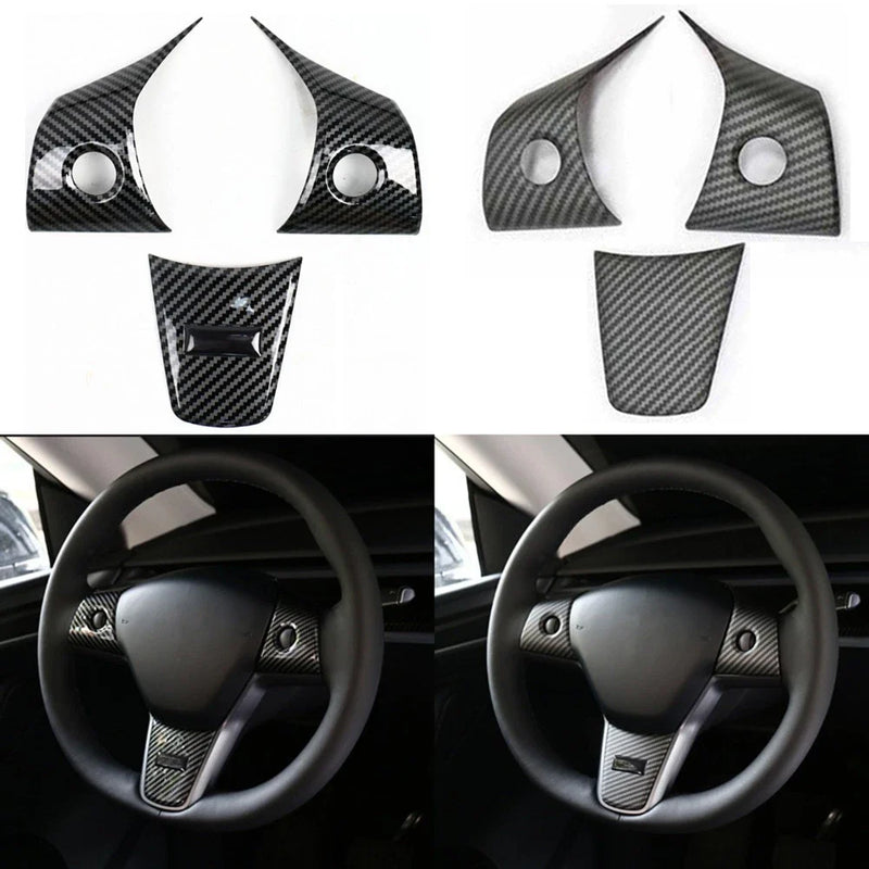 Tesla Model 3 Carbon Fiber Interior Steering Wheel Trim (2017–2024)