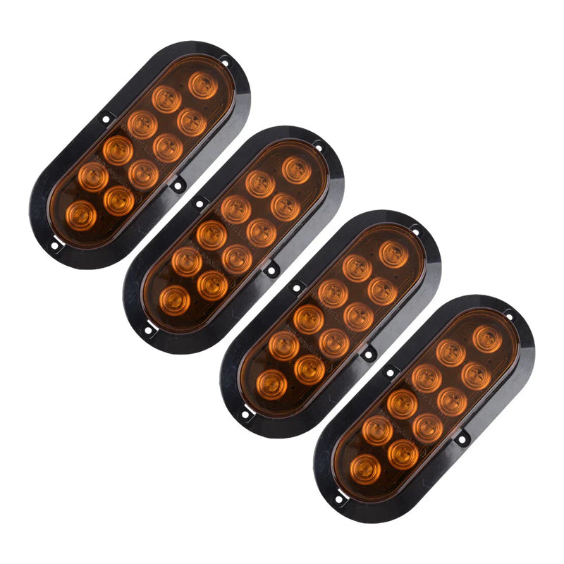 4Pcs 10LED Oval Truck Trailer Turn Signal Tail Reverse Brake Lights