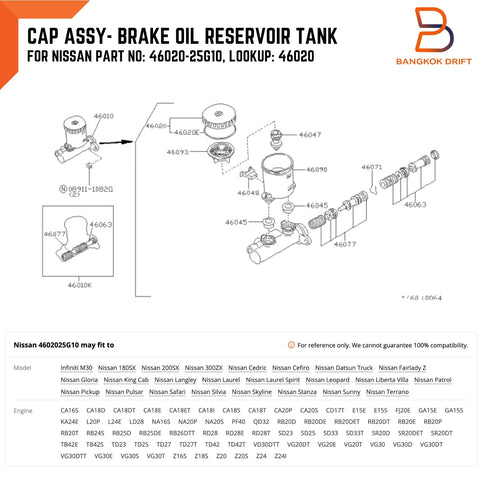 Nissan Navara D21 Brake Oil Reservoir Cap (1985-1997)