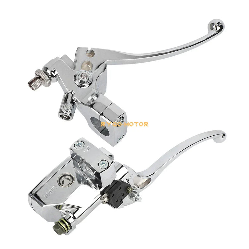 Motorcycle Handlebar Hydraulic Brake Master Cylinder & Clutch Lever Chrome