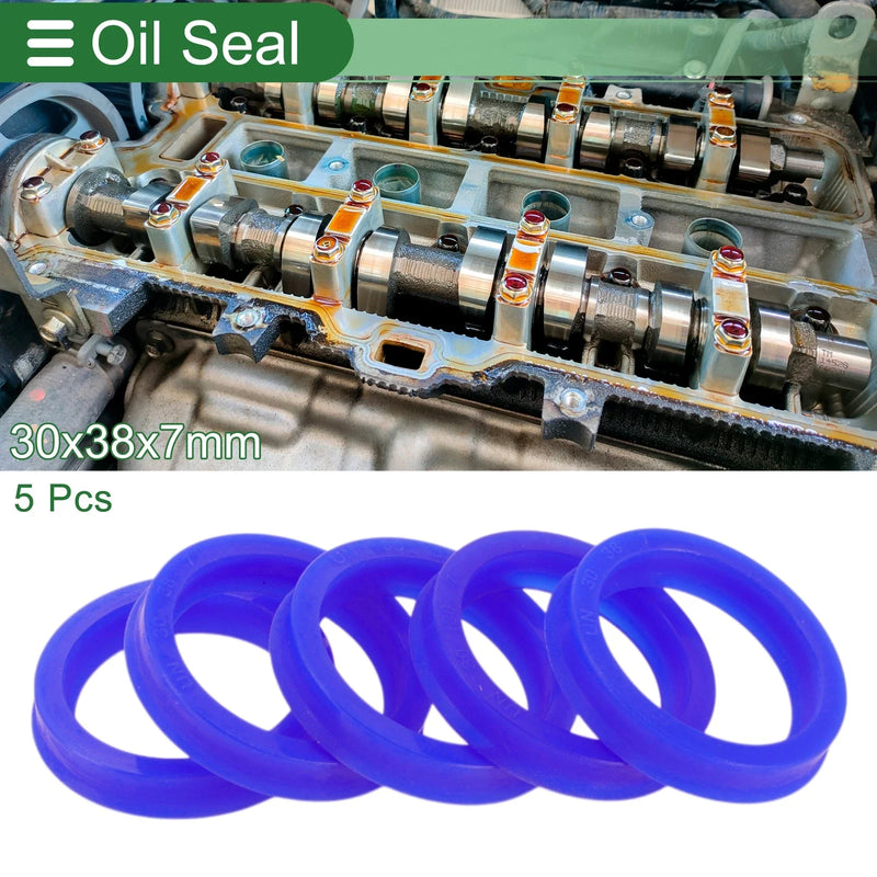 Oil Seal Rotary Shaft Seal TPU 30x38x7mm High Pressure Blue 5 Pcs