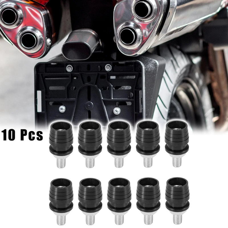 Motorcycle 10pcs License Plate Frame with M6 Bolts Screws Fasteners Black