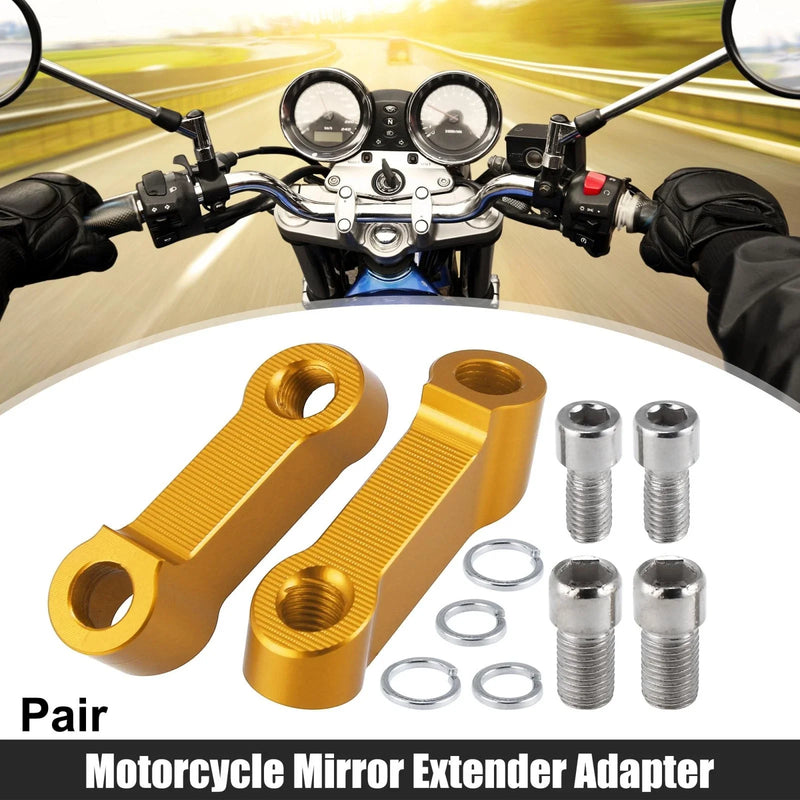 Honda Yamaha Gold Tone Pair 10mm 8mm Mirror Extend Adapter
