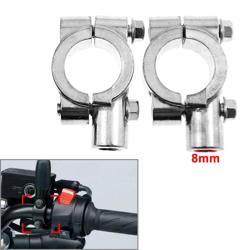 Motorcycle Chrome 22MM 8mm Handlebar Mirrors Mount Holder Clamp