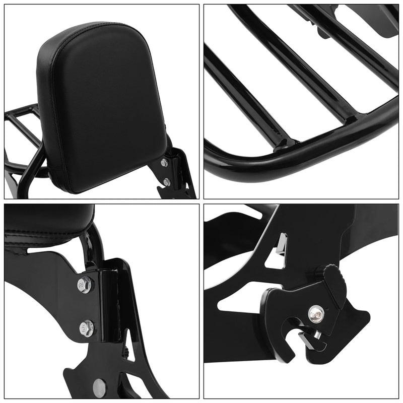 Harley Dyna Street Bob (2006 - 2017) Black Sissy Bar Backrest Luggage Rack