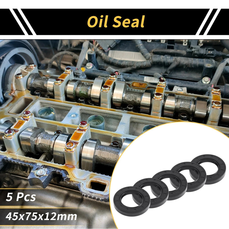 Oil Seal NBR Rubber 45x75x12mm 5pcs