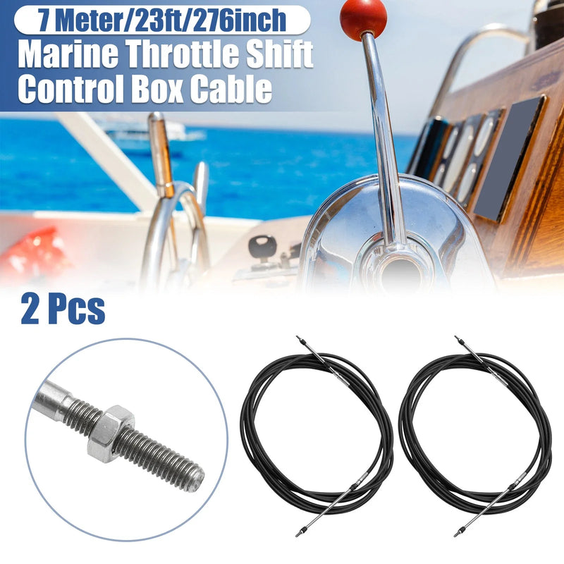 Boats 2 x Marine Throttle Shift Control Box Cable Black Steel