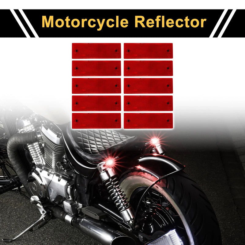 Reflector 15x5cm Red Rectangle Motorcycle 10 Pcs
