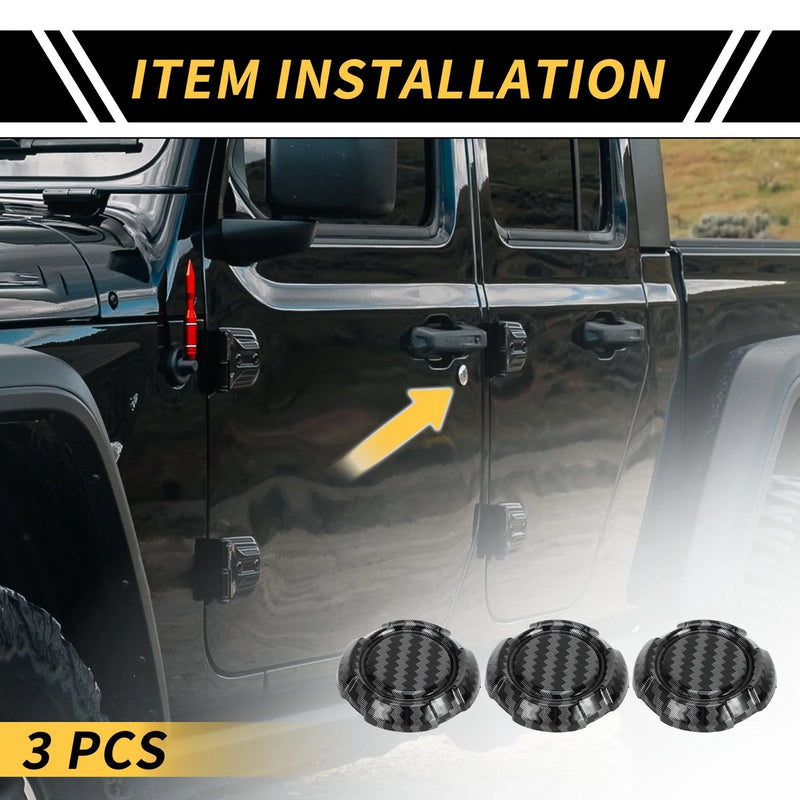 Jeep Wrangler JL JLU 2018-2022 Black 3 x Car Exterior Door Key Jack Covers