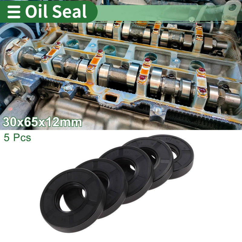 Oil Seal 30x65x12mm NBR Rubber High Pressure Black 5 Pcs