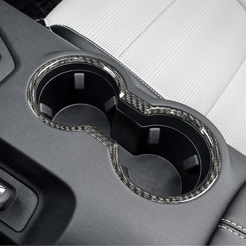 Ford Mustang 2024 Carbon Fiber Console Water Cup Holder Panel Trim