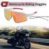 Motorcycle Riding Goggles Red Lens White Red Frame PC Tri-Acetyl Cellulos
