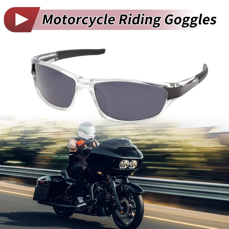 Riding Goggles Gray Lens Transparent Frame Tri-acetel Cellulose