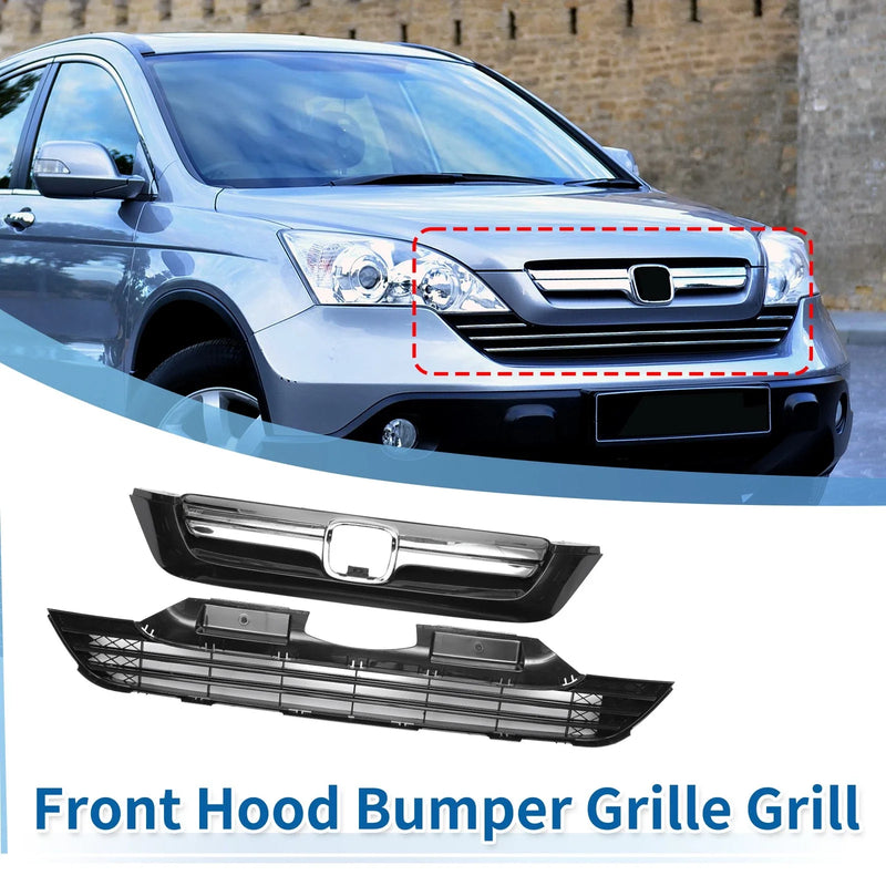 Honda CR-V (2007-2009) Chrome Silver Black 1 Set Front Bumper Grille