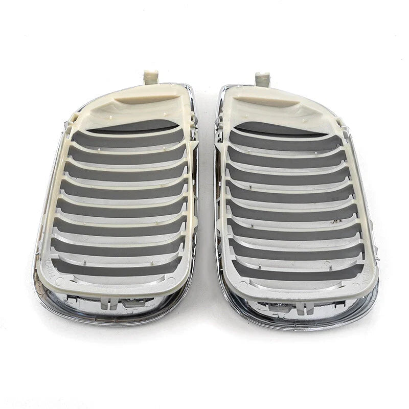 BMW E46 320i 325i 330i 2 x Front Kidney Grills Chrome Silver (2002-2005)
