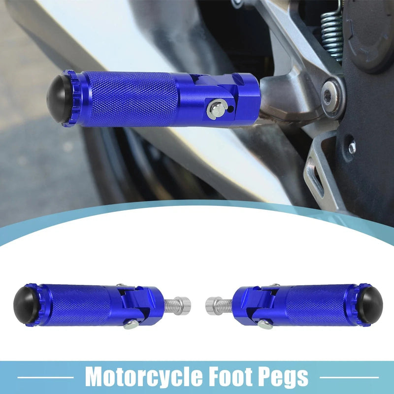 Motorcycle Pair 2 x 8mm Aluminum Alloy Rearset Footrest Footpeg Blue