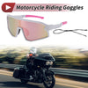 Set Motorcycle Riding Goggles Pink Lens White Pink Frame Tri-Acetyl Cellulos
