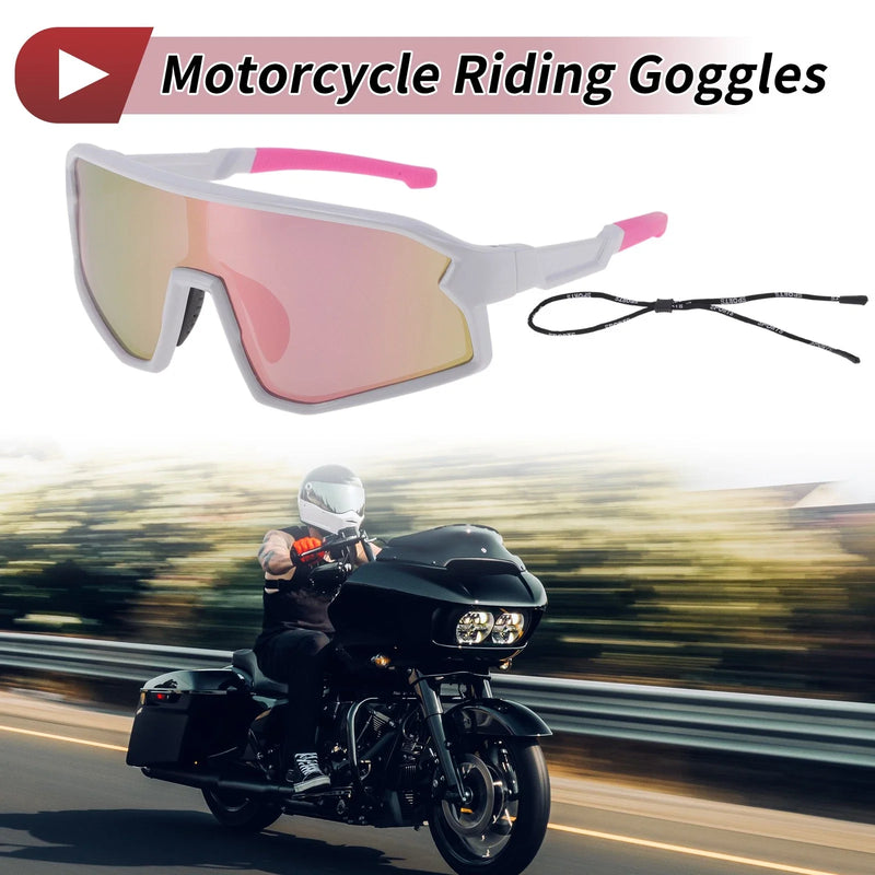 Set Motorcycle Riding Goggles Pink Lens White Pink Frame Tri-Acetyl Cellulos