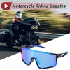 Motorcycle Sunglasses Motorcycle Riding Goggles Blue Lens Black Frame