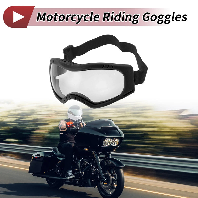 Motorcycle Riding Goggles Clear Lens Black Frame Cycling Sunglasses