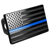 Truck 2" Receiver Tow Trailer Hitch Cover - Thin Blue Line Black US Flag