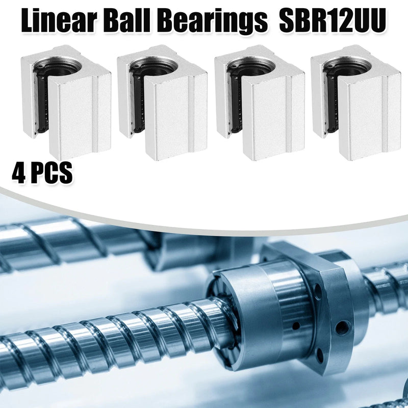 Car 4 x SBR12UU 12mm IDx39mm ODx27mm Length Car Linear Ball Bearings Silver Tone