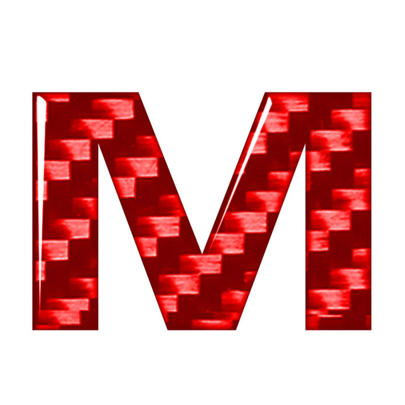 Car Badge Emblem M Carbon Red Letter Decals Stickers