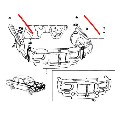 Nissan Datsun Bluebird Coupe 510 1600 1968-1973 Fender Seal Weatherstrip Set