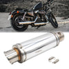 Motorcycle Exhaust Pipe Muffler Tip 51mm Stainless Steel Silver Tone