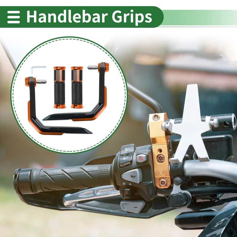 Motorcycle Hand Grips Cover Kit Handlebar Cover Orange Aluminum Alloy Rubber