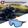 Motorcycle Riding Goggles Blue Lens Black Frame Tri-Acetyl Cellulos PC